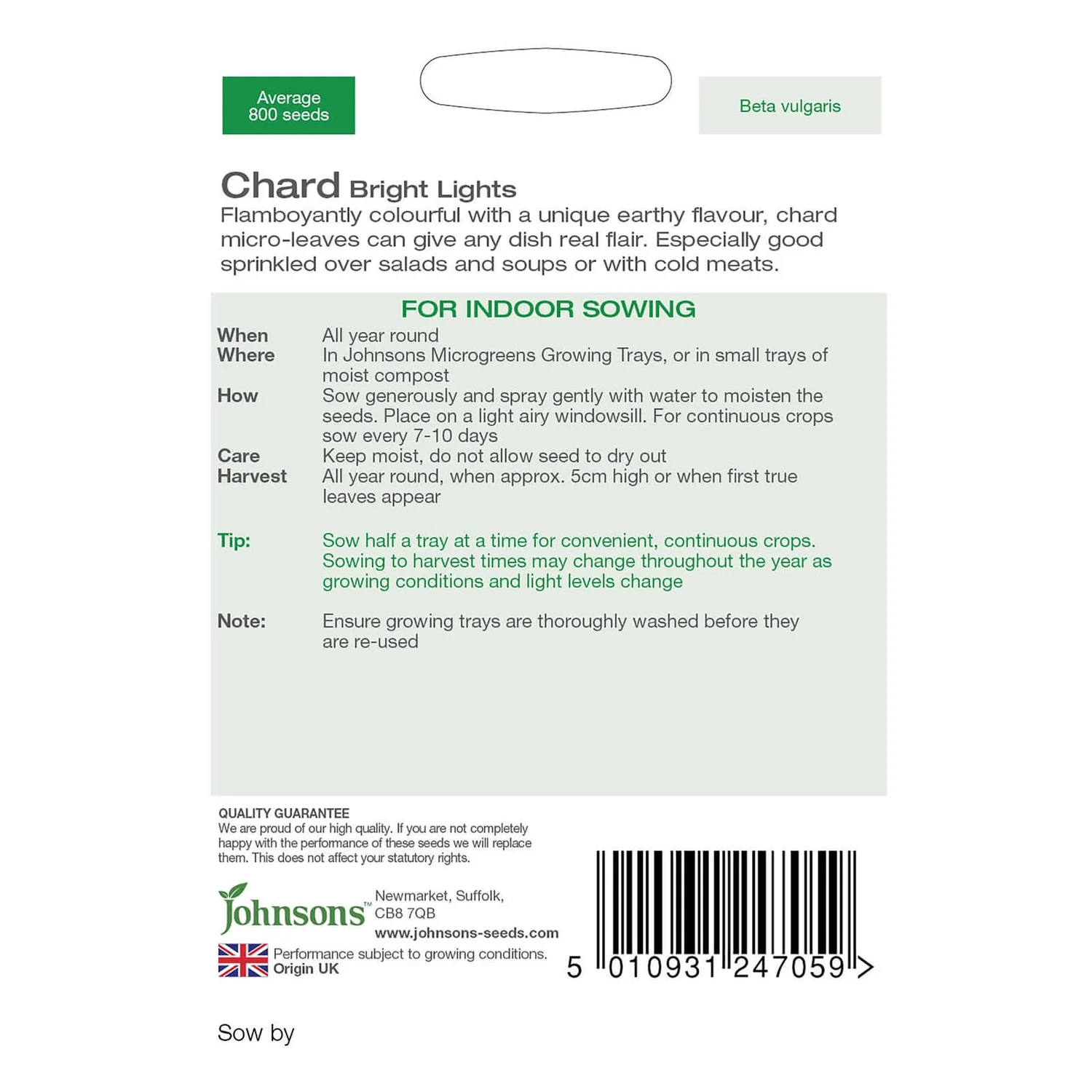 Johnsons Micro Greens Chard Seeds 4 Johnsons Micro Greens Chard Seeds - Image 2