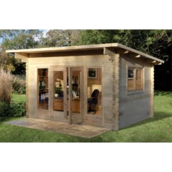 Forest Melbury 4.0m X 3.0m Log Cabin Single Glazed 24kg Polyester Felt, Plus Underlay -Elise Bloom 12832774 5634833196106346