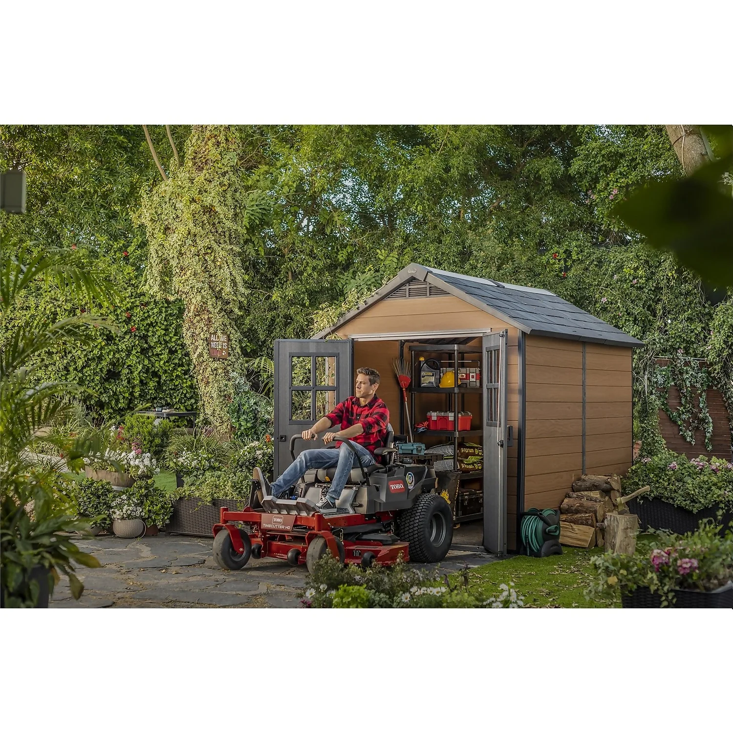 Keter Newton 7.5 X 9ft Outdoor Plastic Garden Storage Shed - Brown 11 Keter Newton 7.5 X 9ft Outdoor Plastic Garden Storage Shed - Brown - Image 9