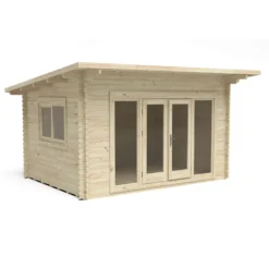 Forest Melbury 4.0m X 3.0m Log Cabin Single Glazed 24kg Polyester Felt, No Underlay - Installation Included