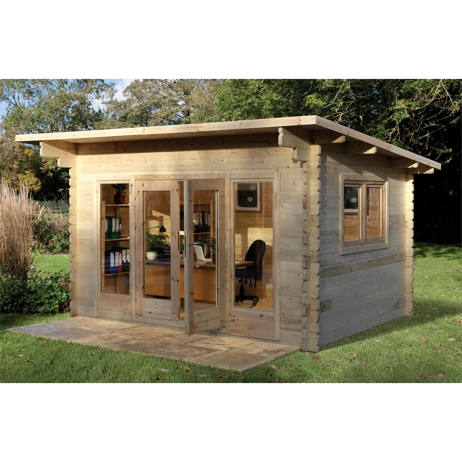 Forest Melbury 4.0m X 3.0m Log Cabin Single Glazed 24kg Polyester Felt, Plus Underlay - Installation Included 4 Forest Melbury 4.0m X 3.0m Log Cabin Single Glazed 24kg Polyester Felt, Plus Underlay - Installation Included - Image 2