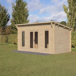 Forest Elmley 5.0m X 3.0m Log Cabin Double Glazed 34kg Polyester Felt, Plus Underlay - Installation Included -Elise Bloom 12833118 1784833198699669