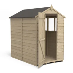 Forest 6 X 4ft Overlap Pressure Treated Apex Shed- 4 Window -Elise Bloom 12833289 2114833201898266