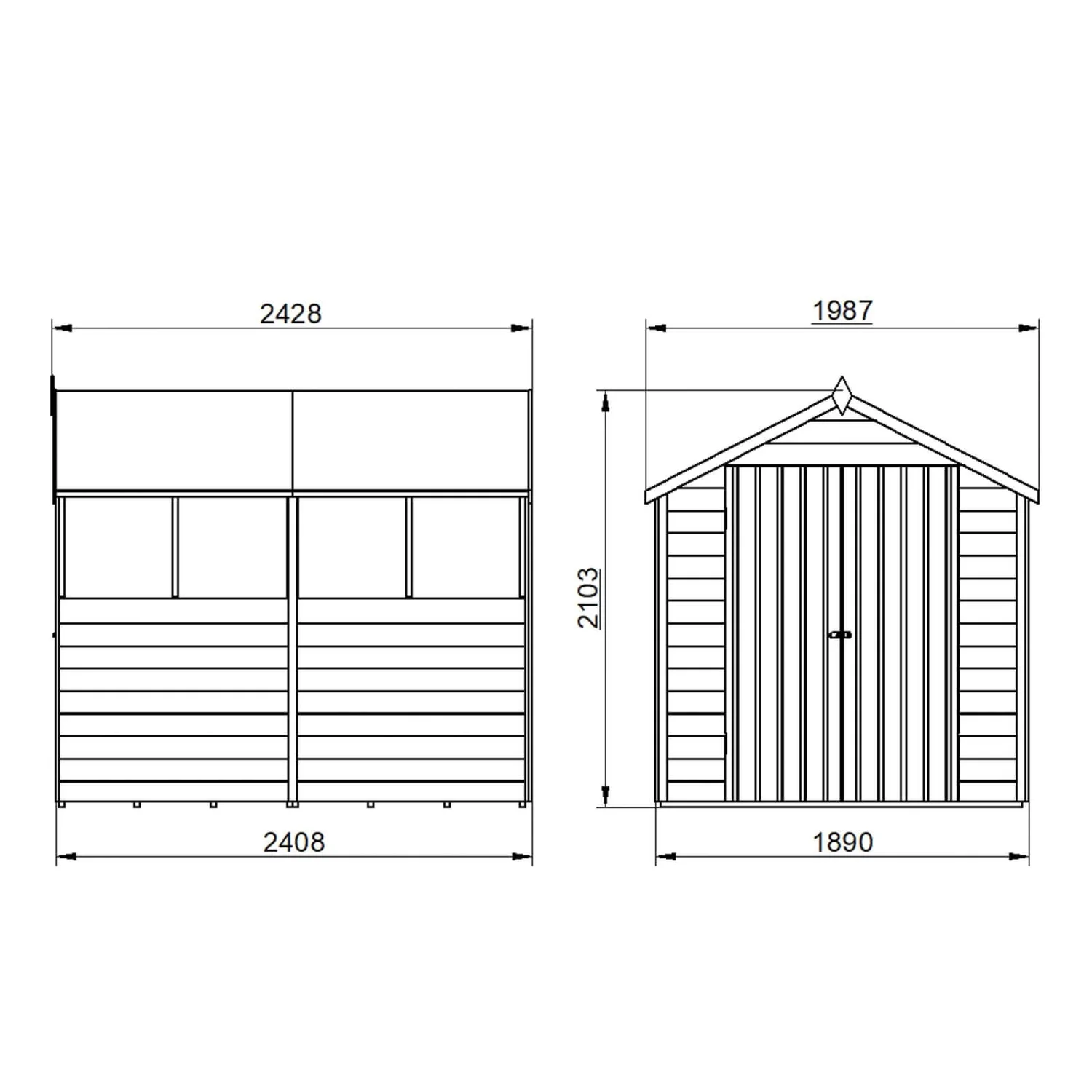 Forest 8 X 6ft Overlap Pressure Treated Apex Shed - Double Door 4 Windows 11 Forest 8 X 6ft Overlap Pressure Treated Apex Shed - Double Door 4 Windows - Image 9