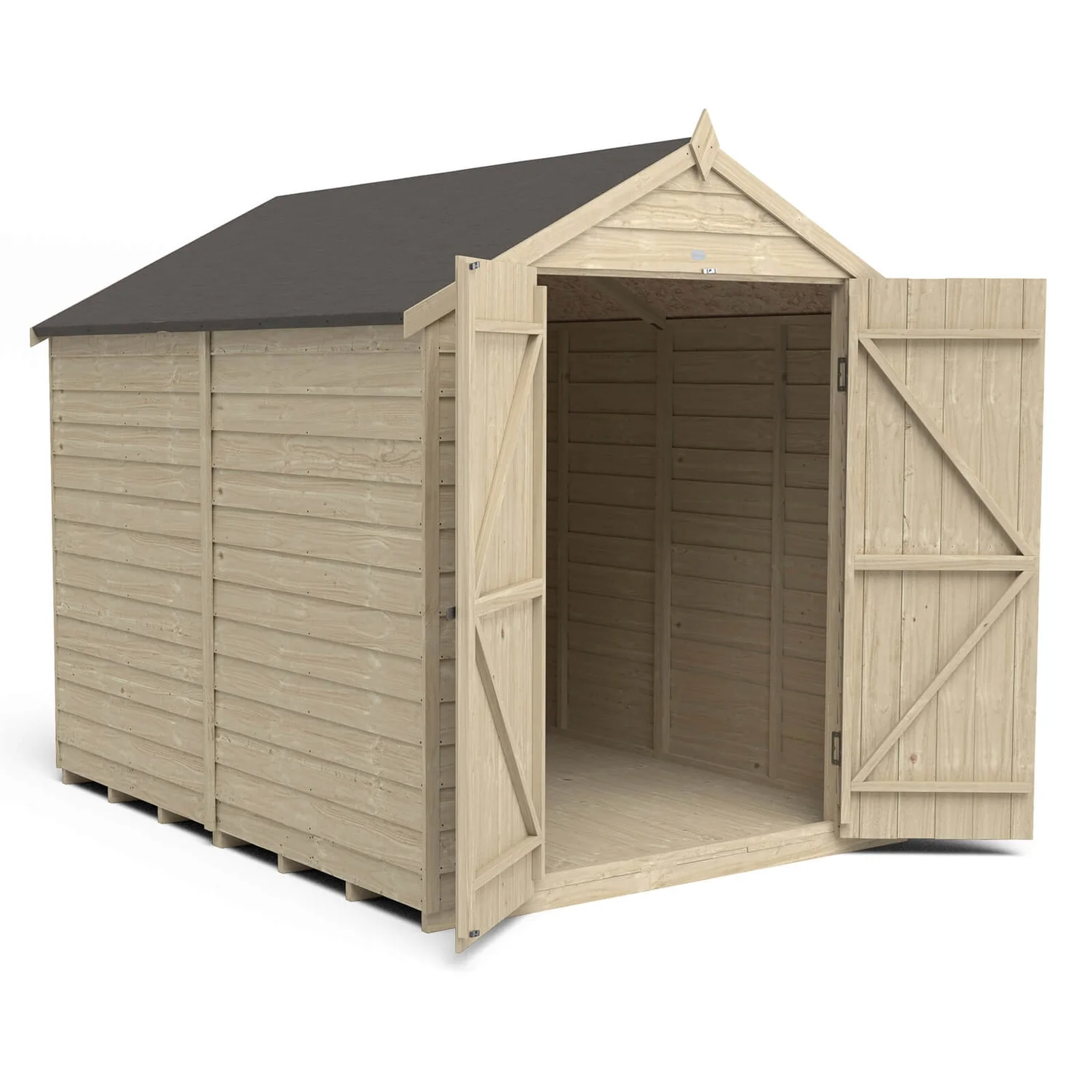 Forest 8 X 6ft Overlap Pressure Treated Apex Shed - Double Door No Windows 6 Forest 8 X 6ft Overlap Pressure Treated Apex Shed - Double Door No Windows - Image 4