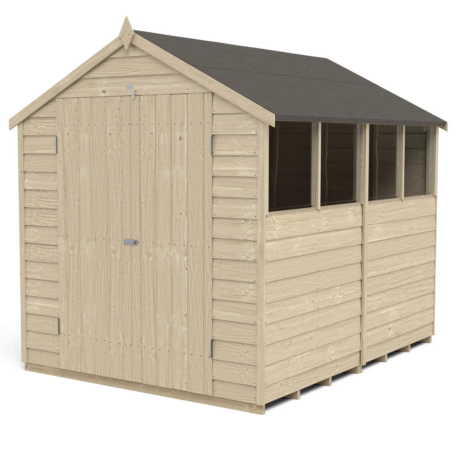 Forest 6 X 4ft Overlap Pressure Treated Apex Shed - Double Door 4 Windows - Incl. Installation 3 Forest 6 X 4ft Overlap Pressure Treated Apex Shed - Double Door 4 Windows - Incl. Installation