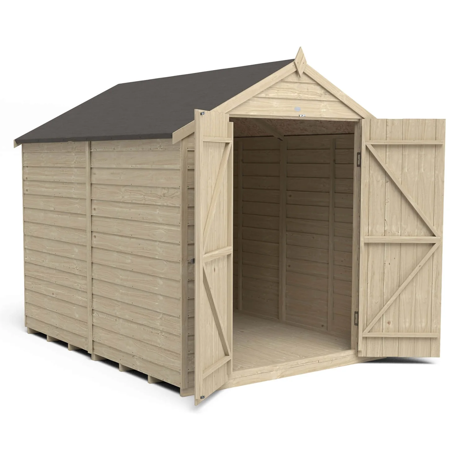 Forest 8 X 6ft Overlap Pressure Treated Apex Shed - Double Door No Windows - Incl. Installation 5 Forest 8 X 6ft Overlap Pressure Treated Apex Shed - Double Door No Windows - Incl. Installation - Image 3