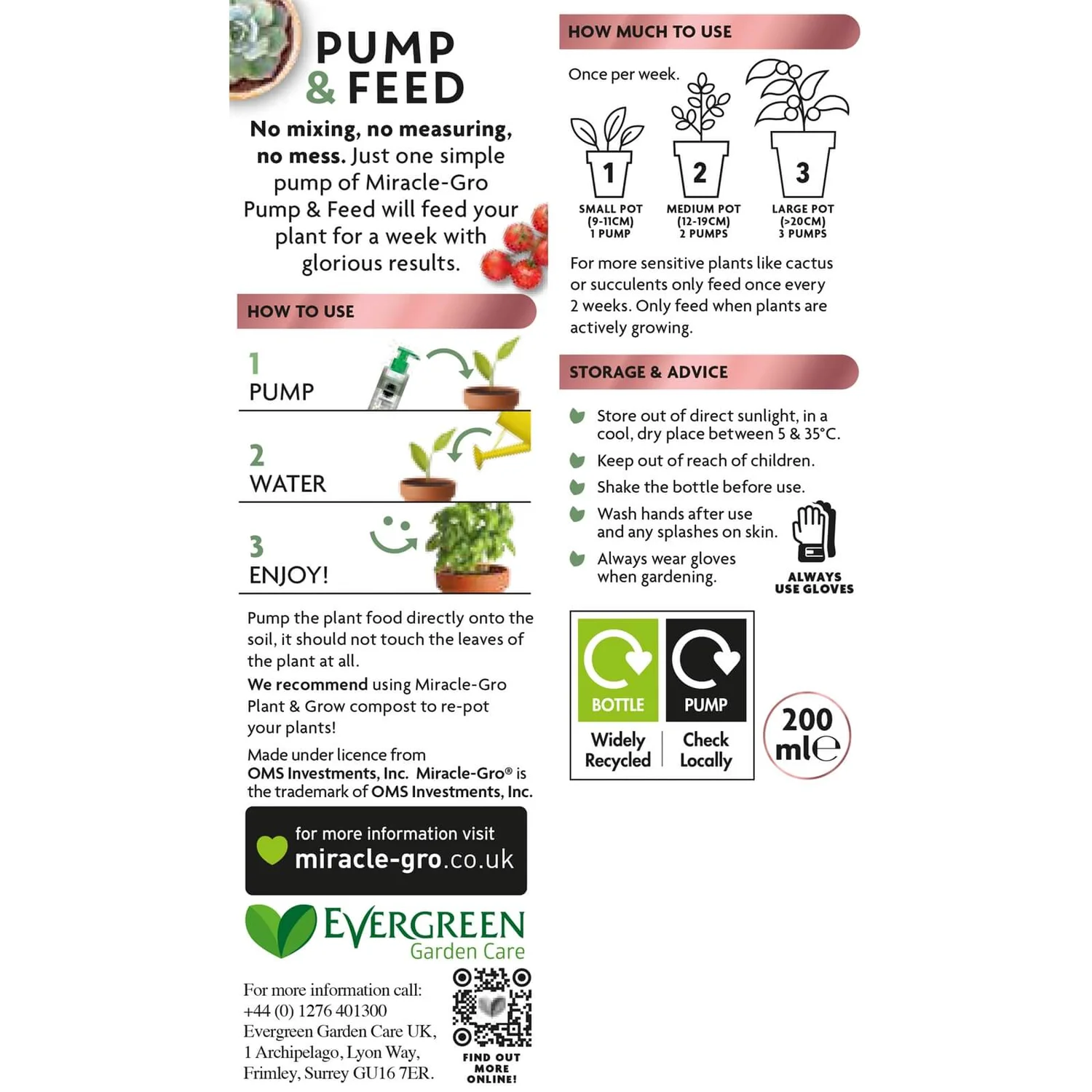 Miracle-Gro Pump & Feed All Purpose Plant Food - 200ml 4 Miracle-Gro Pump & Feed All Purpose Plant Food - 200ml - Image 2