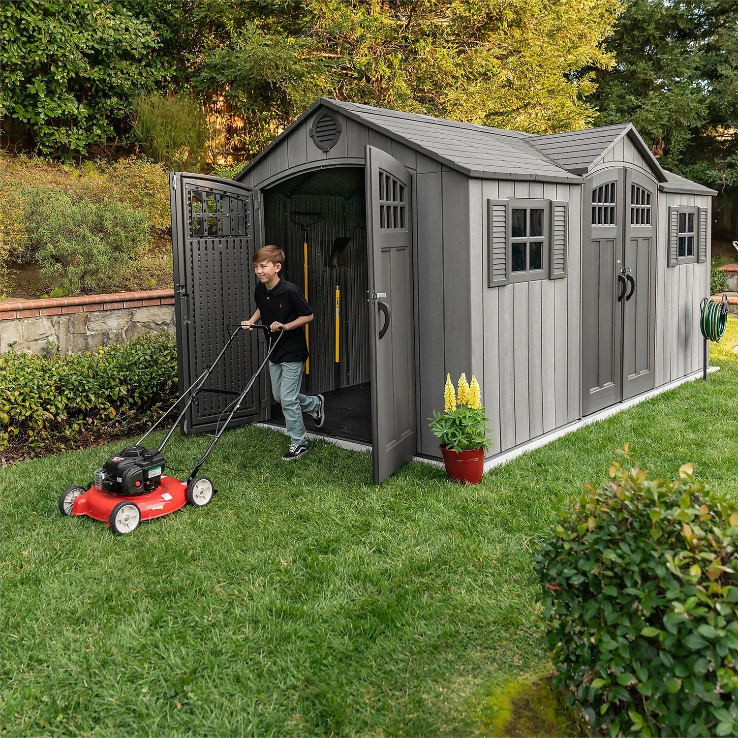 Lifetime 15x8 Ft Rough Cut Dual Entry Outdoor Storage Shed 6 Lifetime 15x8 Ft Rough Cut Dual Entry Outdoor Storage Shed - Image 4