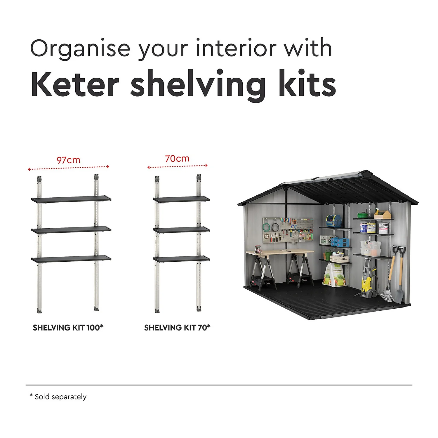 Keter Oakland 7.5 X 11ft Outdoor Garden Apex Storage Shed - Grey 11 Keter Oakland 7.5 X 11ft Outdoor Garden Apex Storage Shed - Grey - Image 9