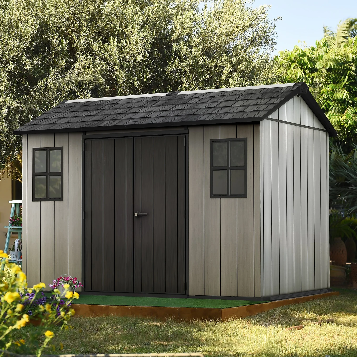 Keter Oakland 11 X 7.5ft Outdoor Garden Apex Storage Shed - Grey 4 Keter Oakland 11 X 7.5ft Outdoor Garden Apex Storage Shed - Grey - Image 2