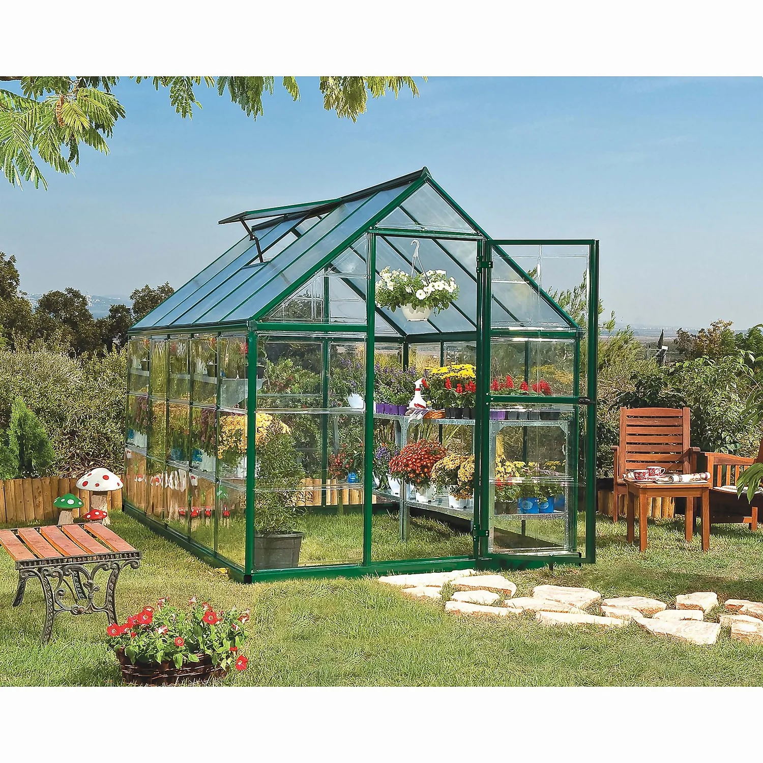 Palram Canopia Hybrid 6 X 10ft Green Greenhouse 4 Palram Canopia Hybrid 6 X 10ft Green Greenhouse - Image 2