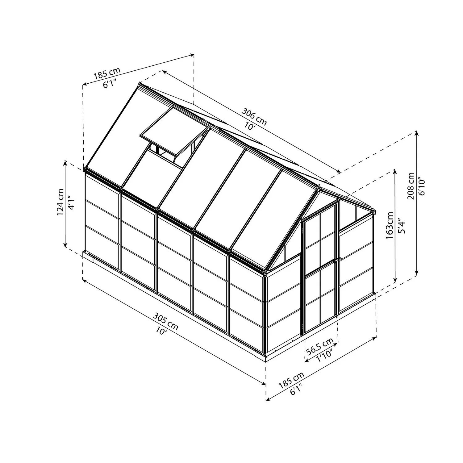 Palram Canopia Hybrid 6 X 10ft Green Greenhouse 7 Palram Canopia Hybrid 6 X 10ft Green Greenhouse - Image 5
