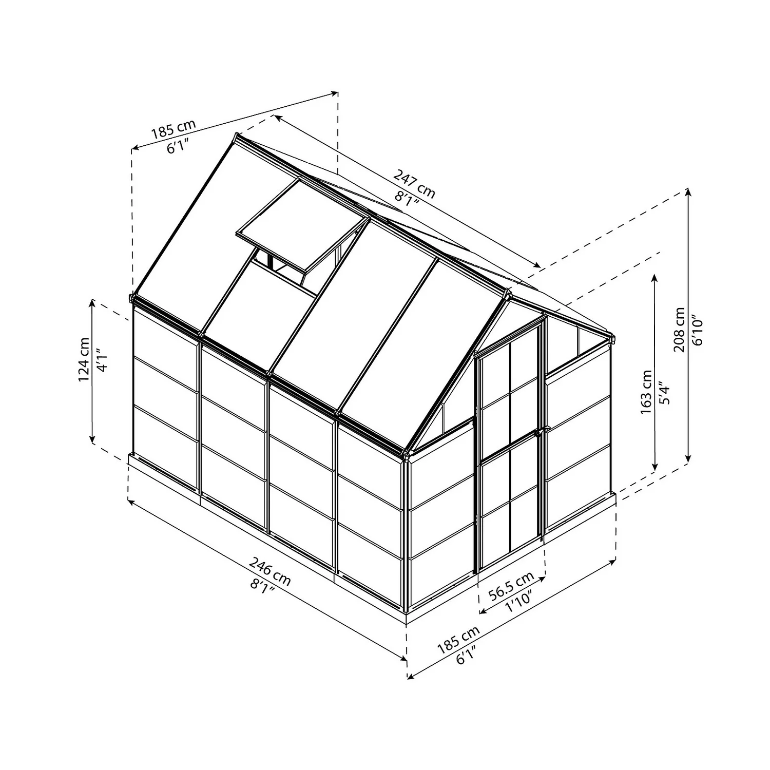 Palram Canopia Hybrid 6 X 8ft Greenhouse - Silver 7 Palram Canopia Hybrid 6 X 8ft Greenhouse - Silver - Image 5