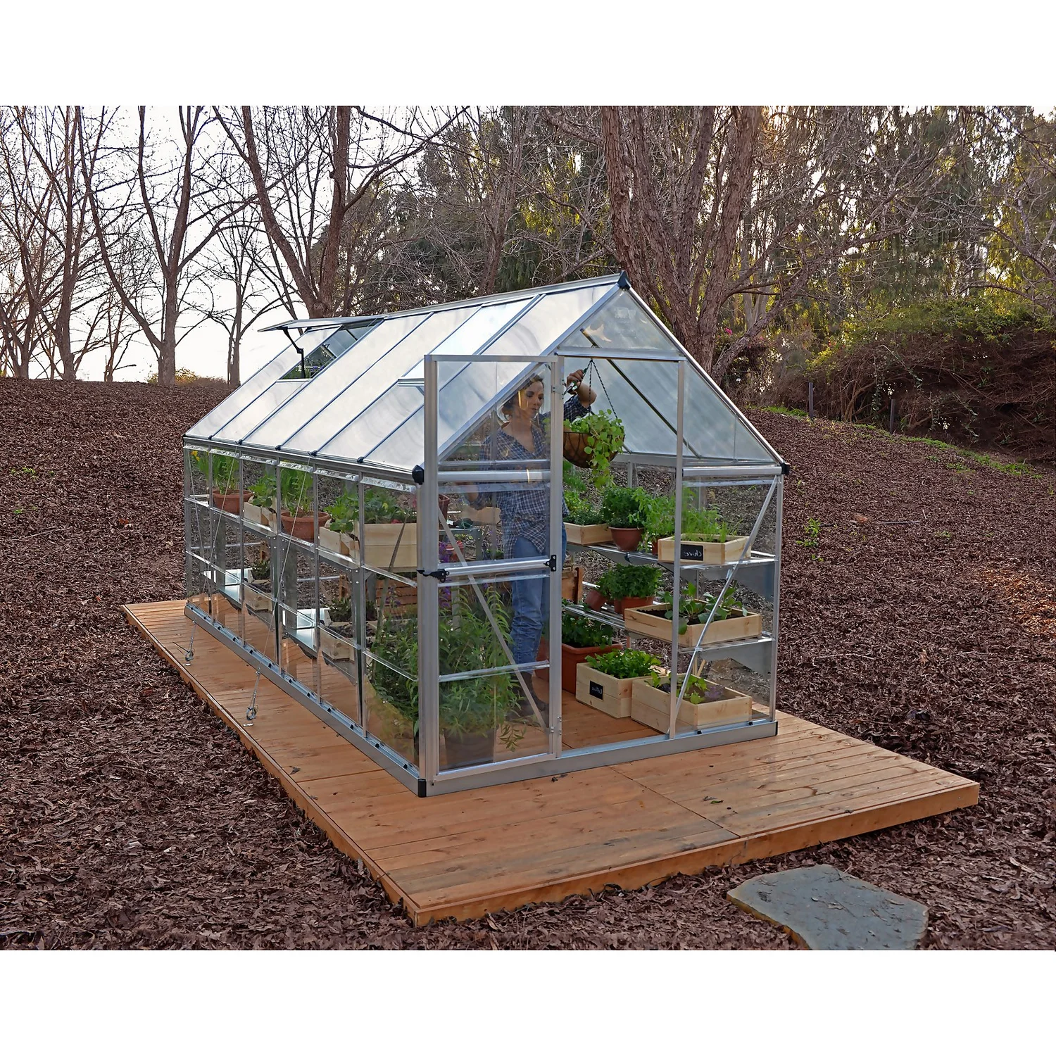 Palram Canopia Hybrid 6 X 12ft Silver Greenhouse 4 Palram Canopia Hybrid 6 X 12ft Silver Greenhouse - Image 2