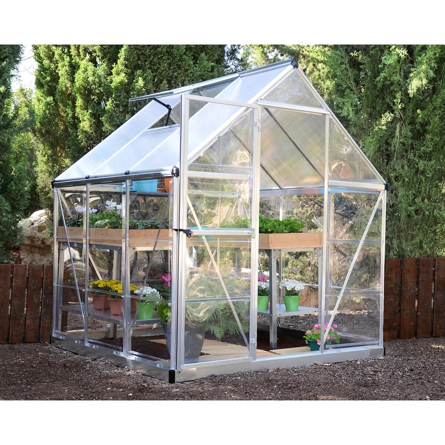 Palram Canopia Hybrid 6 X 6ft Silver Greenhouse 4 Palram Canopia Hybrid 6 X 6ft Silver Greenhouse - Image 2