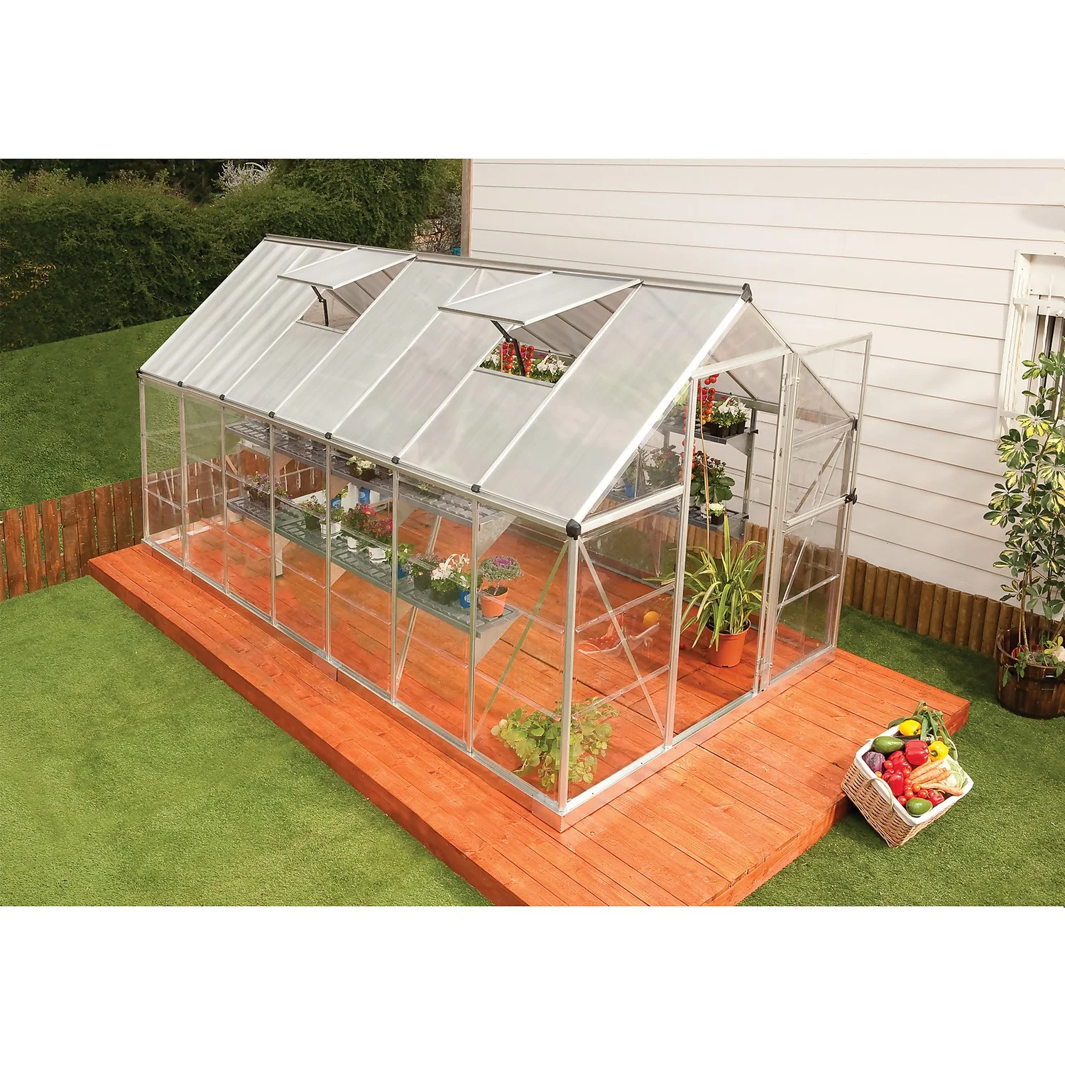 Palram Canopia Hybrid 6 X 14ft Silver Greenhouse 4 Palram Canopia Hybrid 6 X 14ft Silver Greenhouse - Image 2