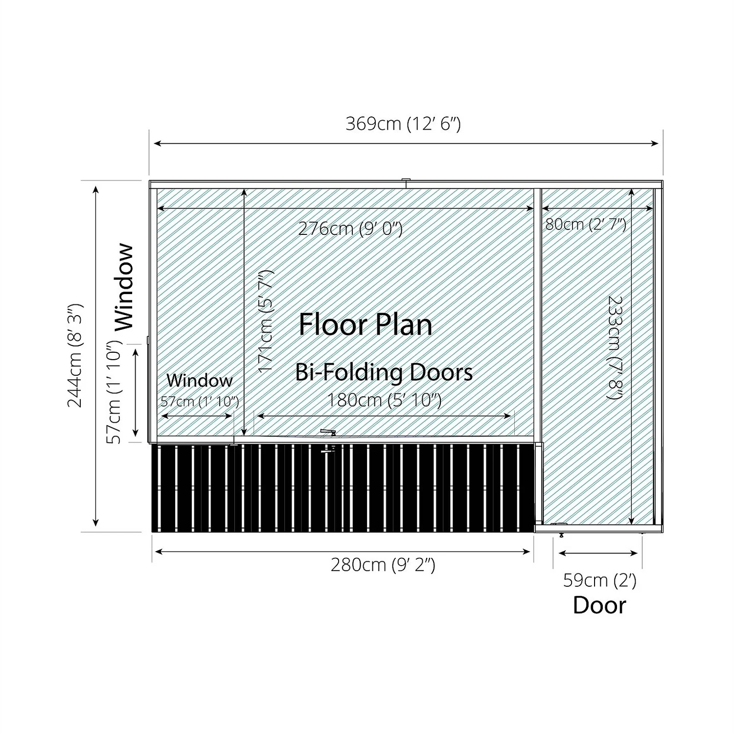 Country Living Overton 12 X 8ft Premium Garden Room Summerhouse With Side Shed Painted + Installation - Aurora Green 9 Country Living Overton 12 X 8ft Premium Garden Room Summerhouse With Side Shed Painted + Installation - Aurora Green - Image 7