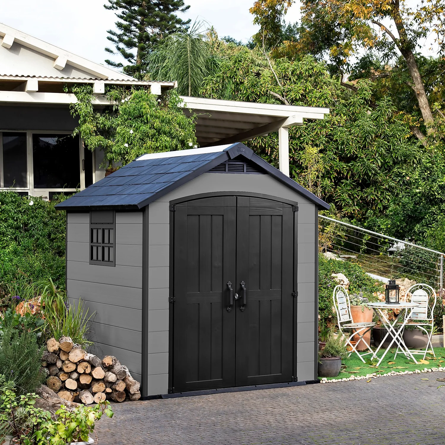 Keter Premier 7 X 7ft Outdoor Garden Apex Storage Shed - Grey 4 Keter Premier 7 X 7ft Outdoor Garden Apex Storage Shed - Grey - Image 2