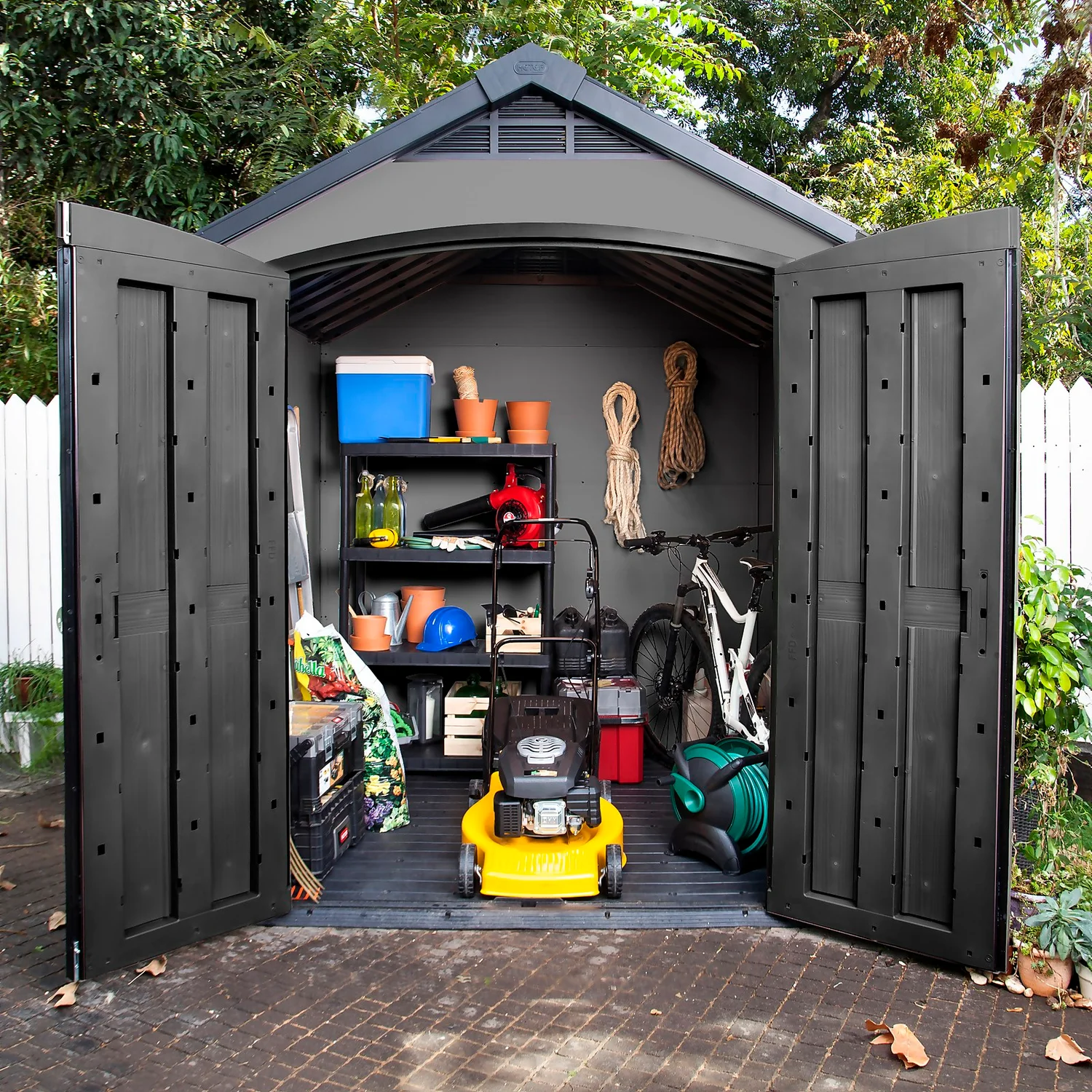 Keter Premier 7 X 7ft Outdoor Garden Apex Storage Shed - Grey 11 Keter Premier 7 X 7ft Outdoor Garden Apex Storage Shed - Grey - Image 9
