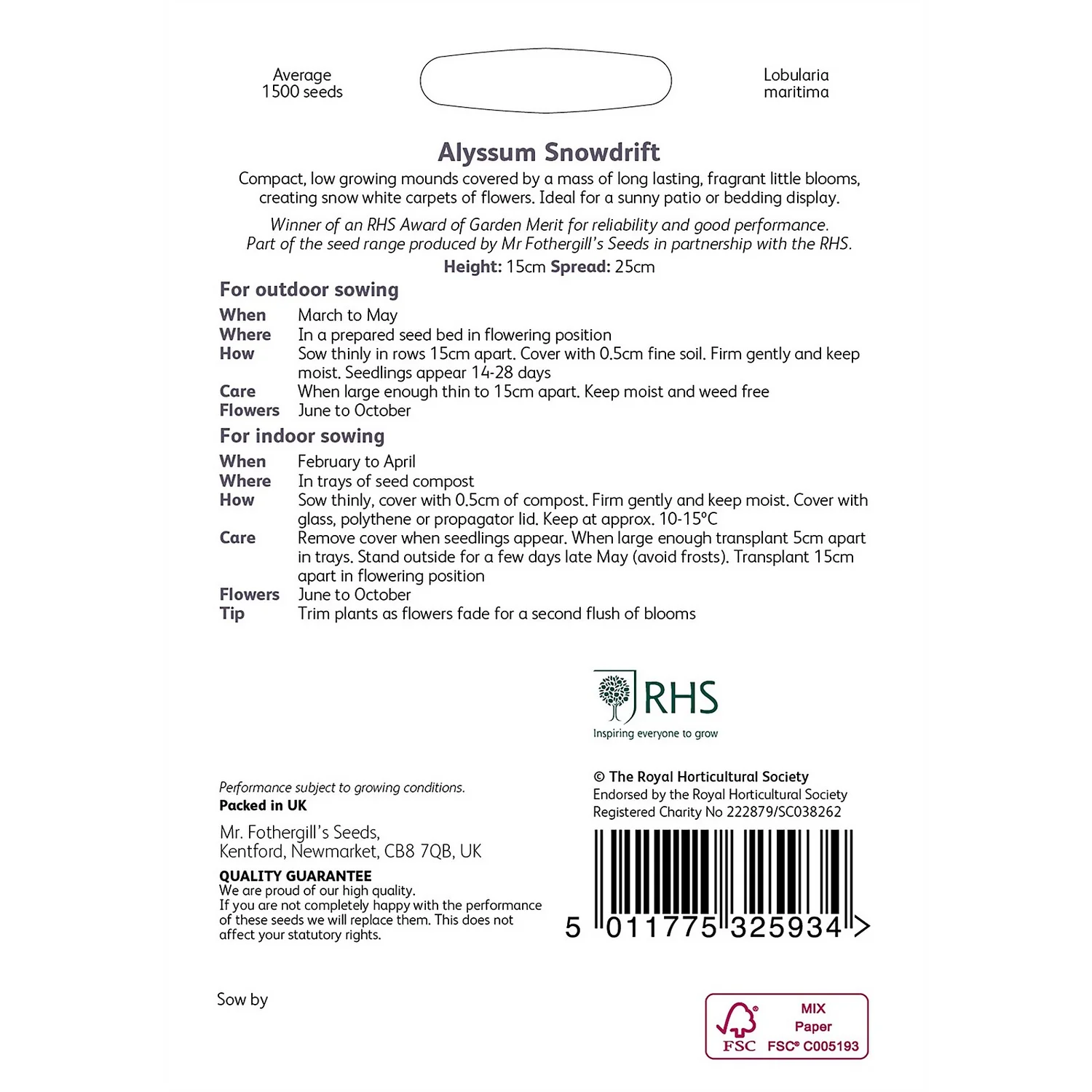 RHS Alyssum Snowdrift Seeds 4 RHS Alyssum Snowdrift Seeds - Image 2