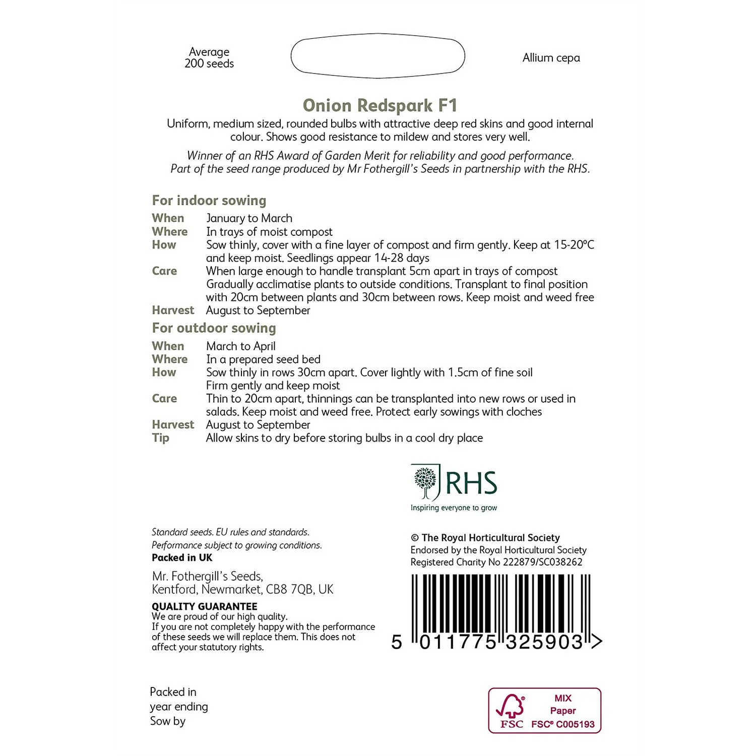 RHS Onion Redspark F1 Seeds 4 RHS Onion Redspark F1 Seeds - Image 2