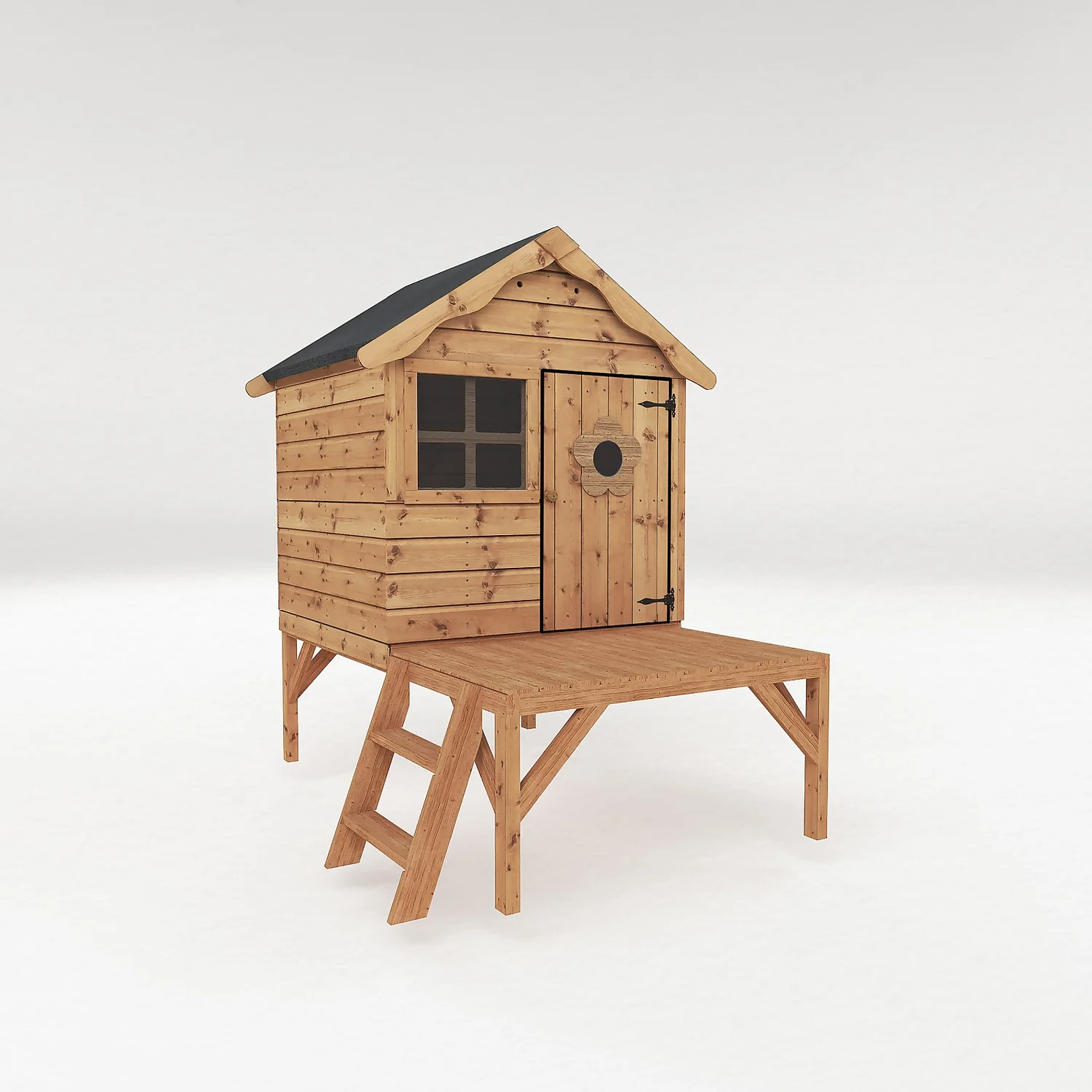 Mercia 4 X 7ft Snug Wooden Playhouse With Tower 3 Mercia 4 X 7ft Snug Wooden Playhouse With Tower