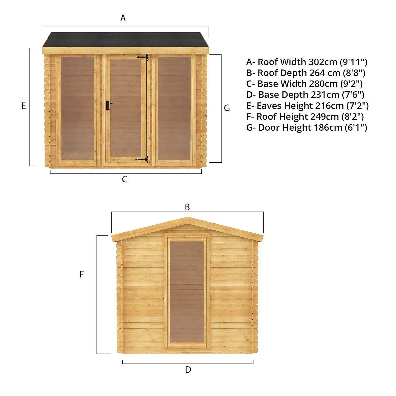 Mercia 3 X 2.5m 19mm Log Cabin (Installed) 11 Mercia 3 X 2.5m 19mm Log Cabin (Installed) - Image 9