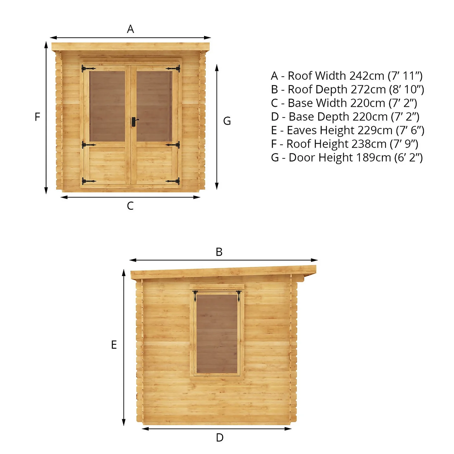 Mercia 2.4 X 2.4m 19mm Log Cabin (Installed) 11 Mercia 2.4 X 2.4m 19mm Log Cabin (Installed) - Image 9