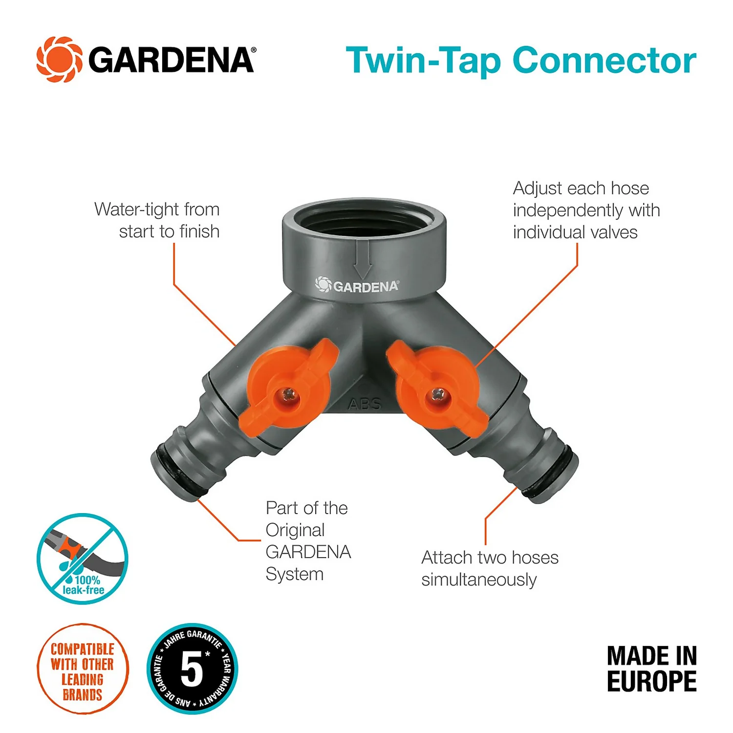 GARDENA Twin Tap Connector 26.5 Mm (G 3/4") 5 GARDENA Twin Tap Connector 26.5 Mm (G 3/4") - Image 3