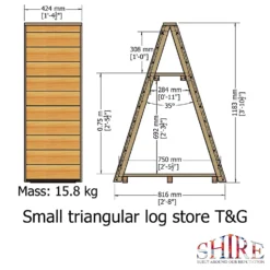 Shire Small Triangular Log Store Tongue And Groove -Elise Bloom 13082825 2104862456565036