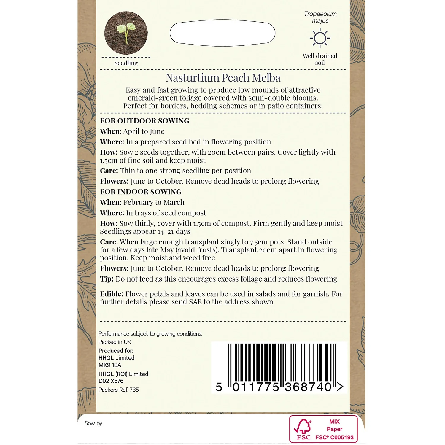 Country Living Nasturtium Peach Melba Seeds 4 Country Living Nasturtium Peach Melba Seeds - Image 2