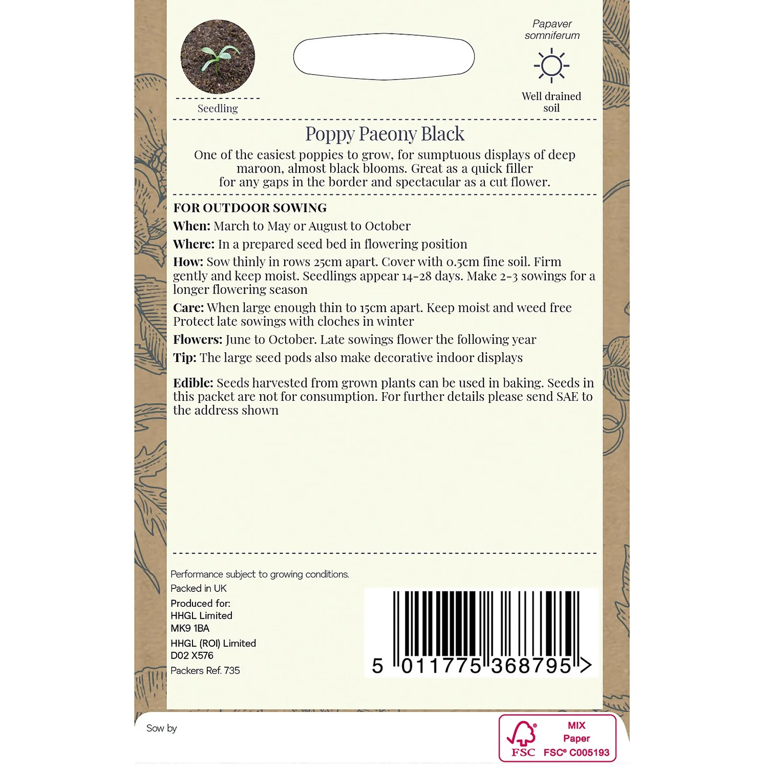 Country Living Poppy Paeony Black Seeds 4 Country Living Poppy Paeony Black Seeds - Image 2