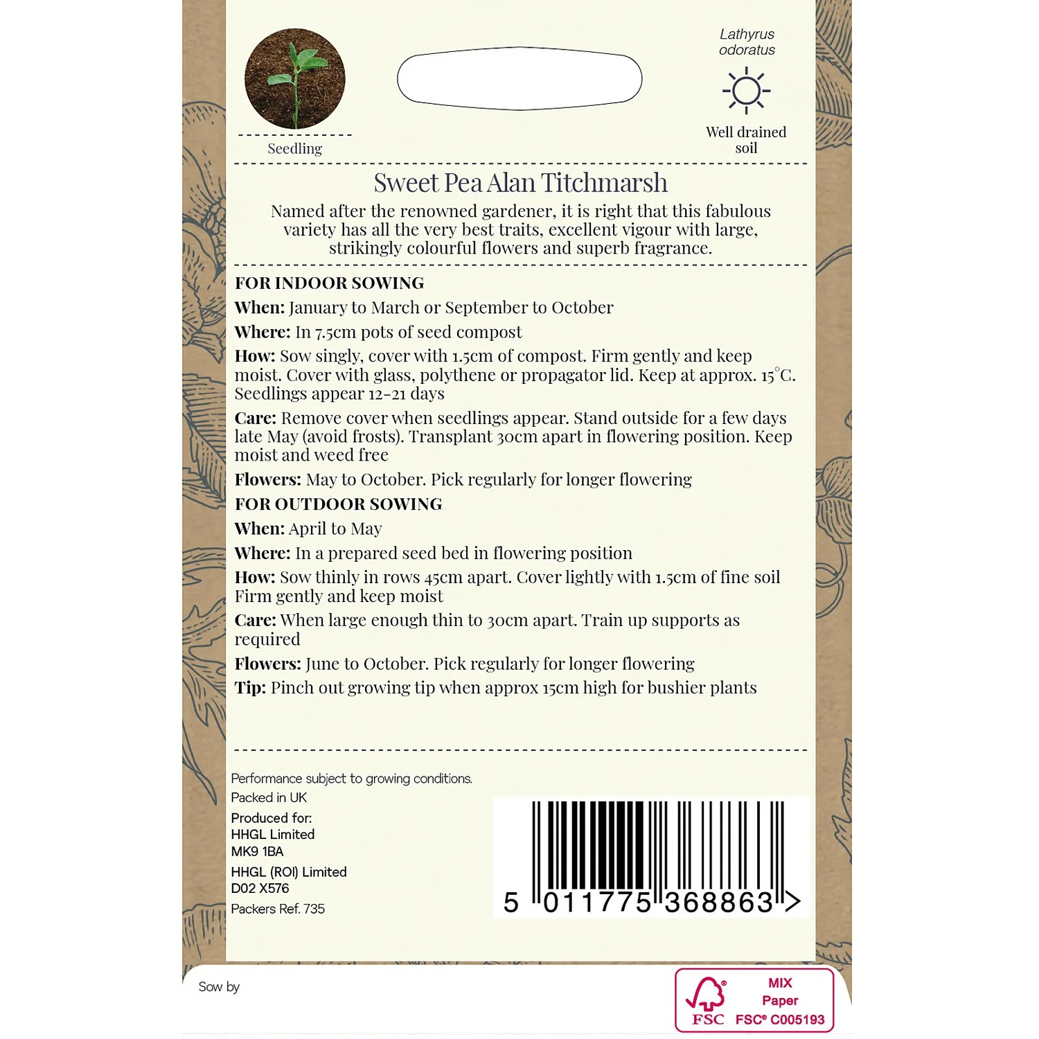 Country Living Sweet Pea Alan Titchmarsh Seeds 4 Country Living Sweet Pea Alan Titchmarsh Seeds - Image 2