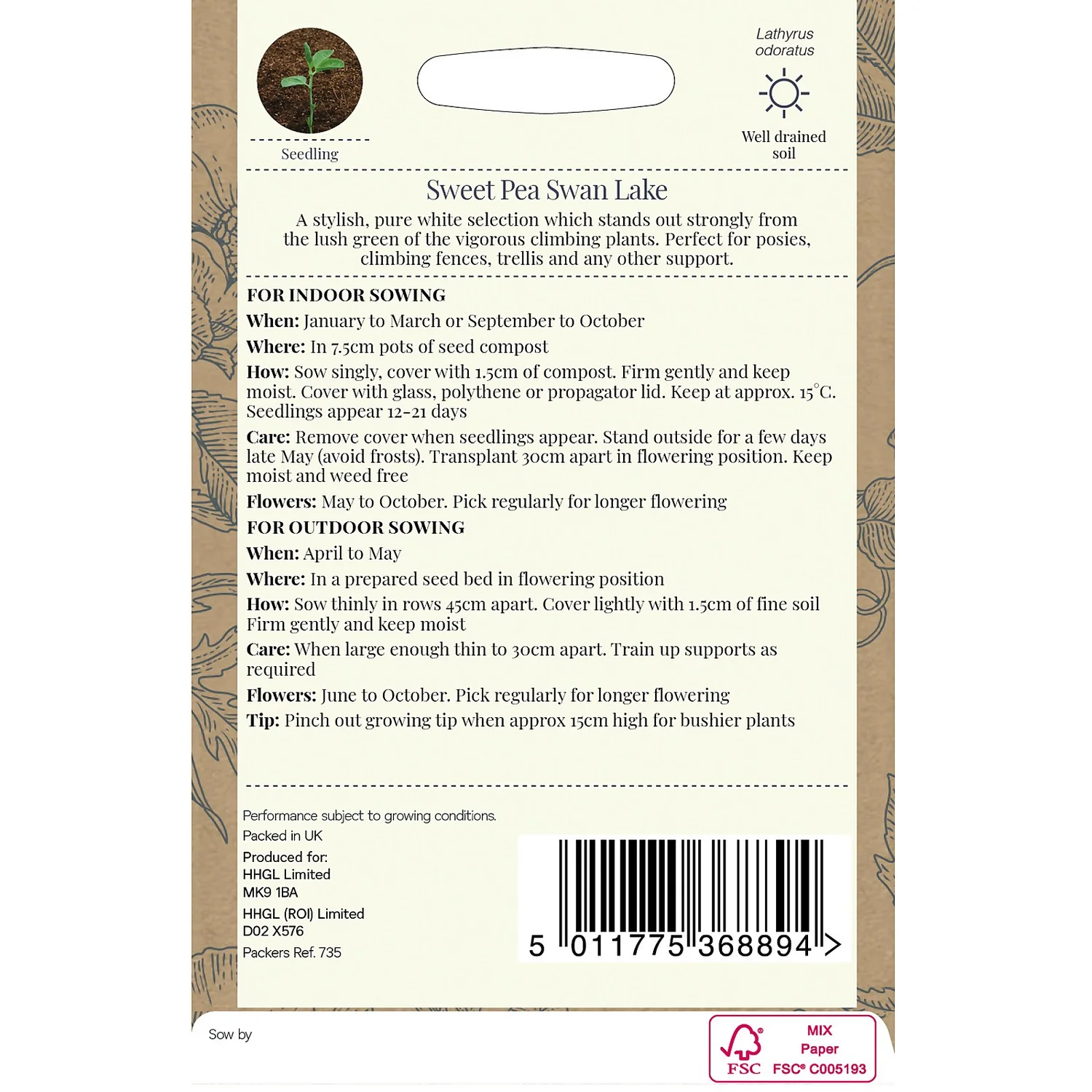Country Living Sweet Pea Swan Lake Seeds 4 Country Living Sweet Pea Swan Lake Seeds - Image 2
