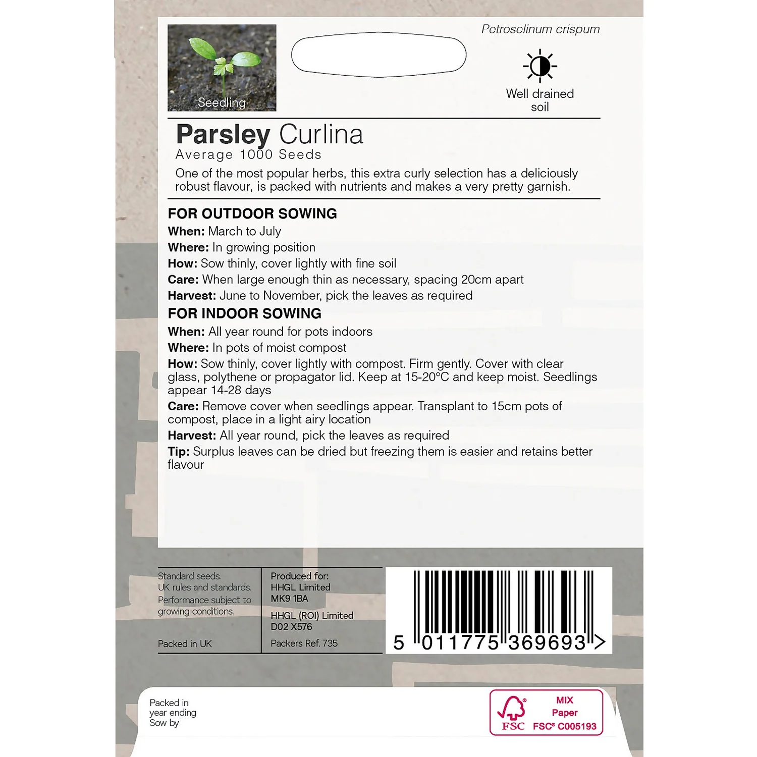 House Beautiful Parsley Curlina Seeds 4 House Beautiful Parsley Curlina Seeds - Image 2