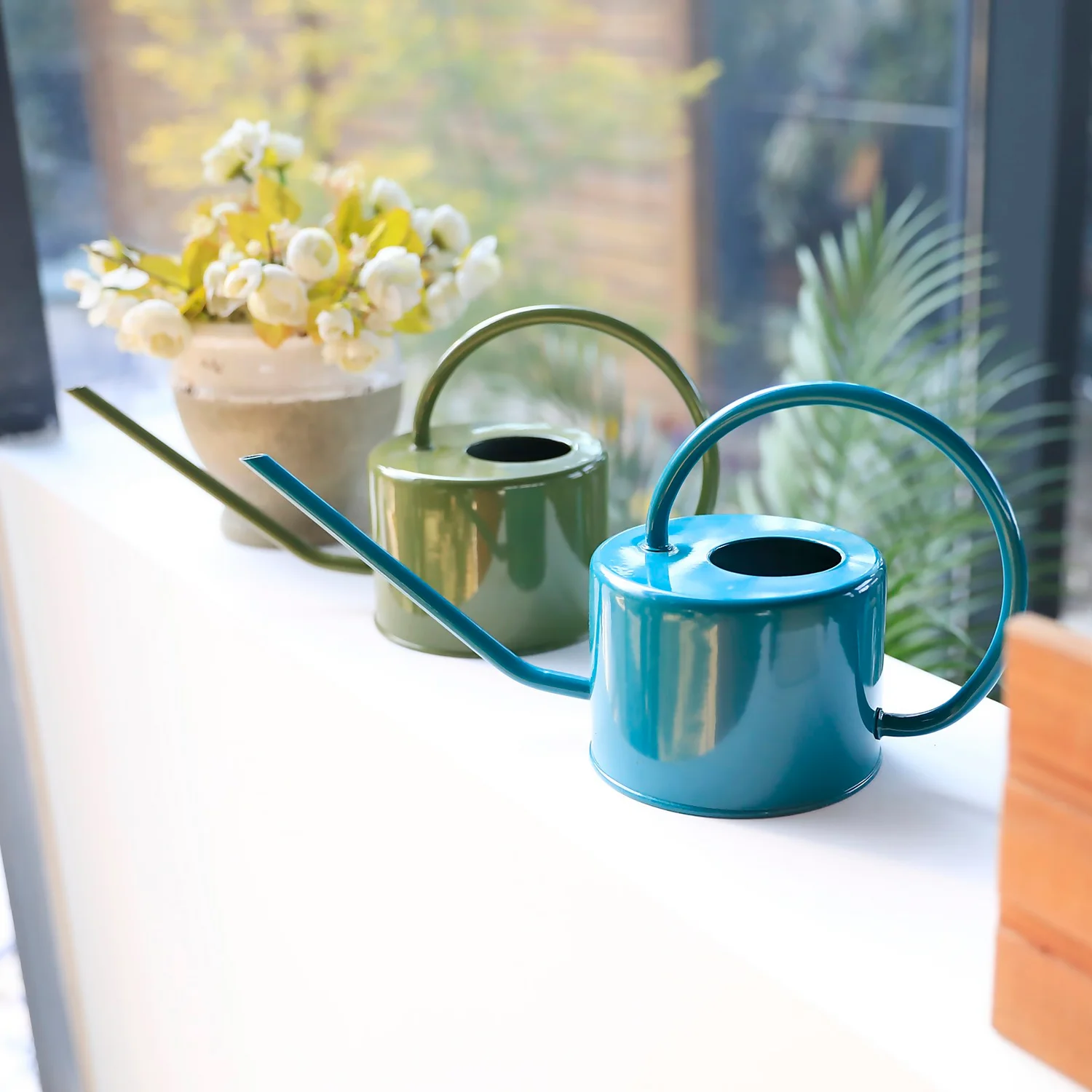 Homebase Metal Watering Can 1L - Moss 4 Homebase Metal Watering Can 1L - Moss - Image 2