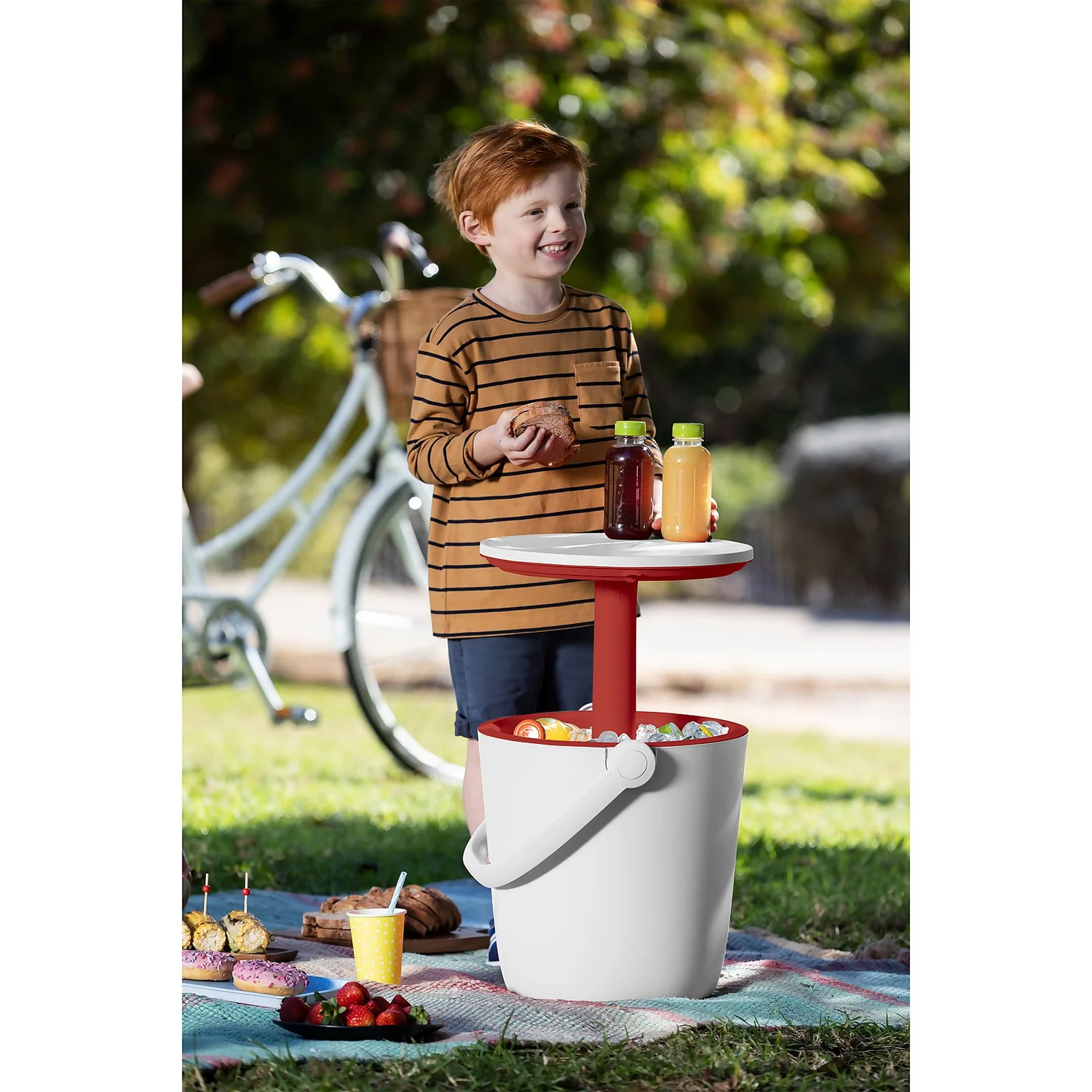 Keter GoBar Outdoor Ice Cooler Table Garden Furniture - Red / White 4 Keter GoBar Outdoor Ice Cooler Table Garden Furniture - Red / White - Image 2