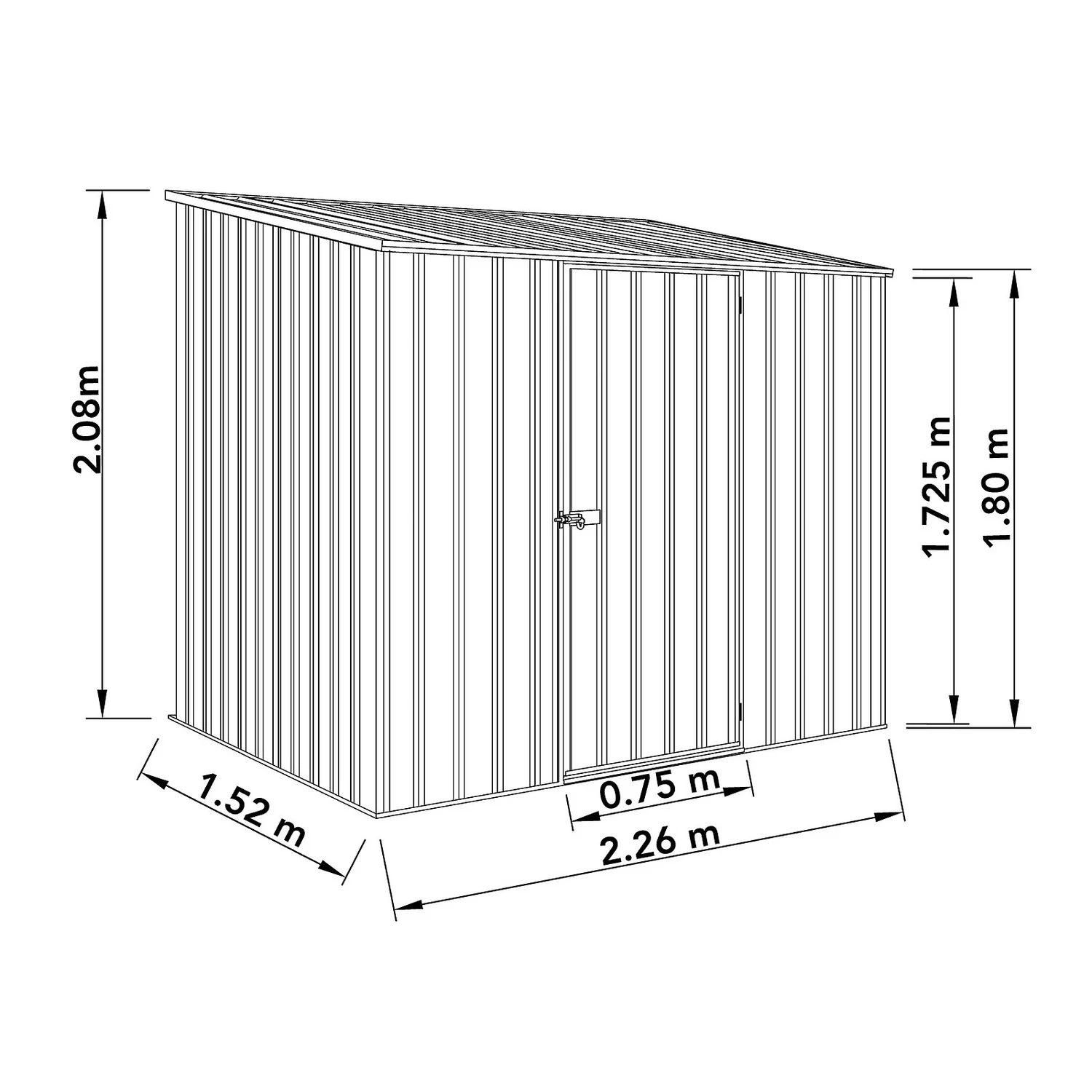 Absco 7.5 X 5ft Space Saver Metal Pent Shed - Zinc 5 Absco 7.5 X 5ft Space Saver Metal Pent Shed - Zinc - Image 3
