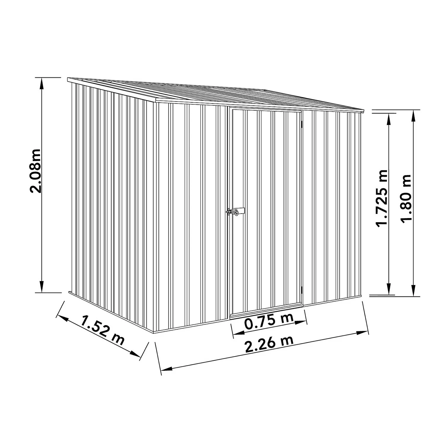 Absco 7.5 X 5ft Space Saver Metal Pent Shed - Grey 5 Absco 7.5 X 5ft Space Saver Metal Pent Shed - Grey - Image 3