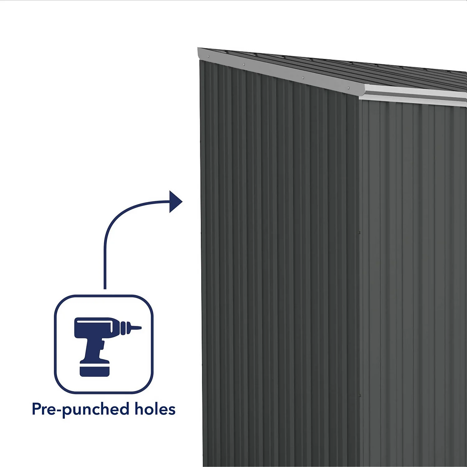 Absco 7.5 X 5ft Space Saver Metal Pent Shed - Grey 8 Absco 7.5 X 5ft Space Saver Metal Pent Shed - Grey - Image 6