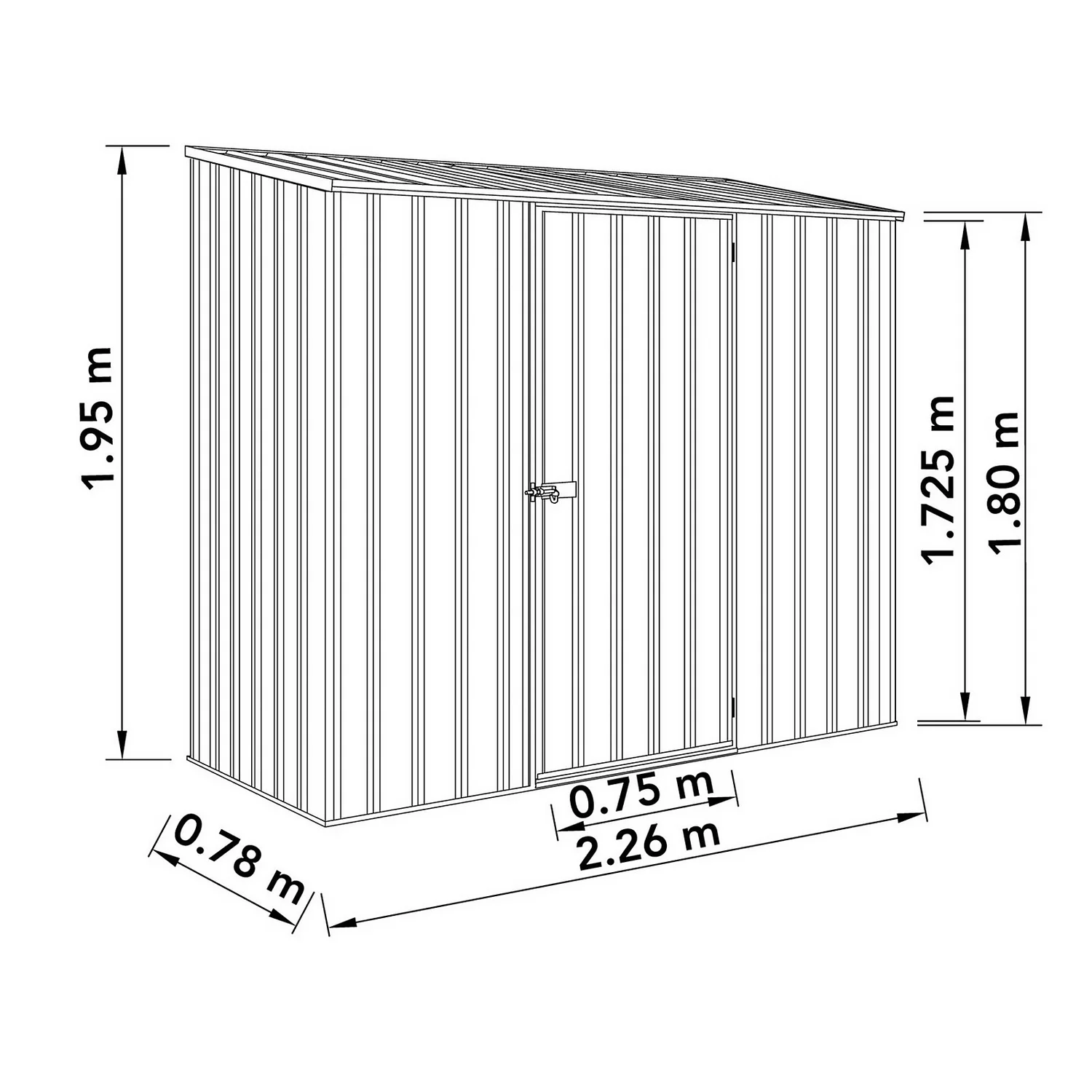 Absco 7.5 X 3ft Space Saver Metal Pent Shed - Zinc 5 Absco 7.5 X 3ft Space Saver Metal Pent Shed - Zinc - Image 3