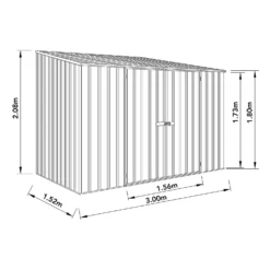 Absco 10 X 5ft Space Saver Metal Pent Shed - Zinc -Elise Bloom 13440842 1004929185520948