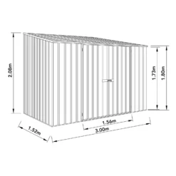 Absco 10 X 5ft Space Saver Metal Pent Shed - Grey -Elise Bloom 13440846 1664929185958777