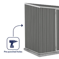 Absco 10 X 5ft Space Saver Metal Pent Shed - Grey -Elise Bloom 13440846 4834929186120804