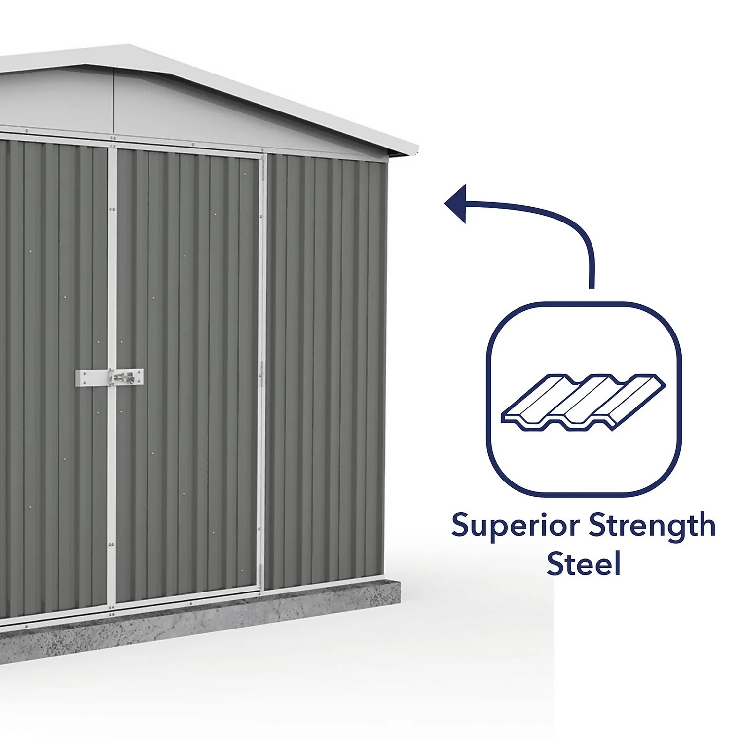 Absco 10 X 5ft Regent Metal Apex Shed - Grey 9 Absco 10 X 5ft Regent Metal Apex Shed - Grey - Image 7