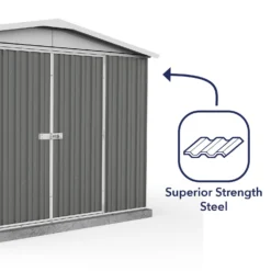 Absco 10 X 7ft Regent Metal Apex Shed - Grey -Elise Bloom 13440855 1224931188634172