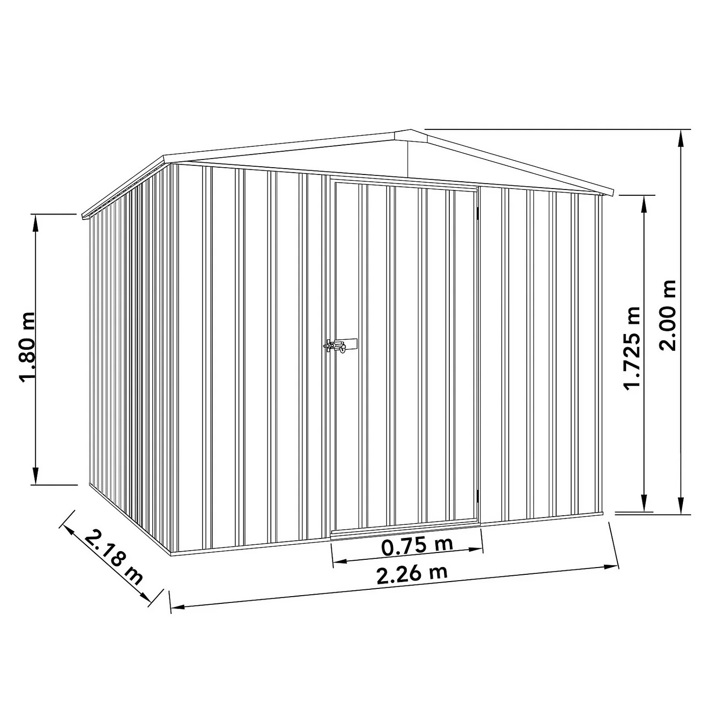 Absco 7.5 X7ft Regent Metal Apex Shed - Grey 5 Absco 7.5 X7ft Regent Metal Apex Shed - Grey - Image 3
