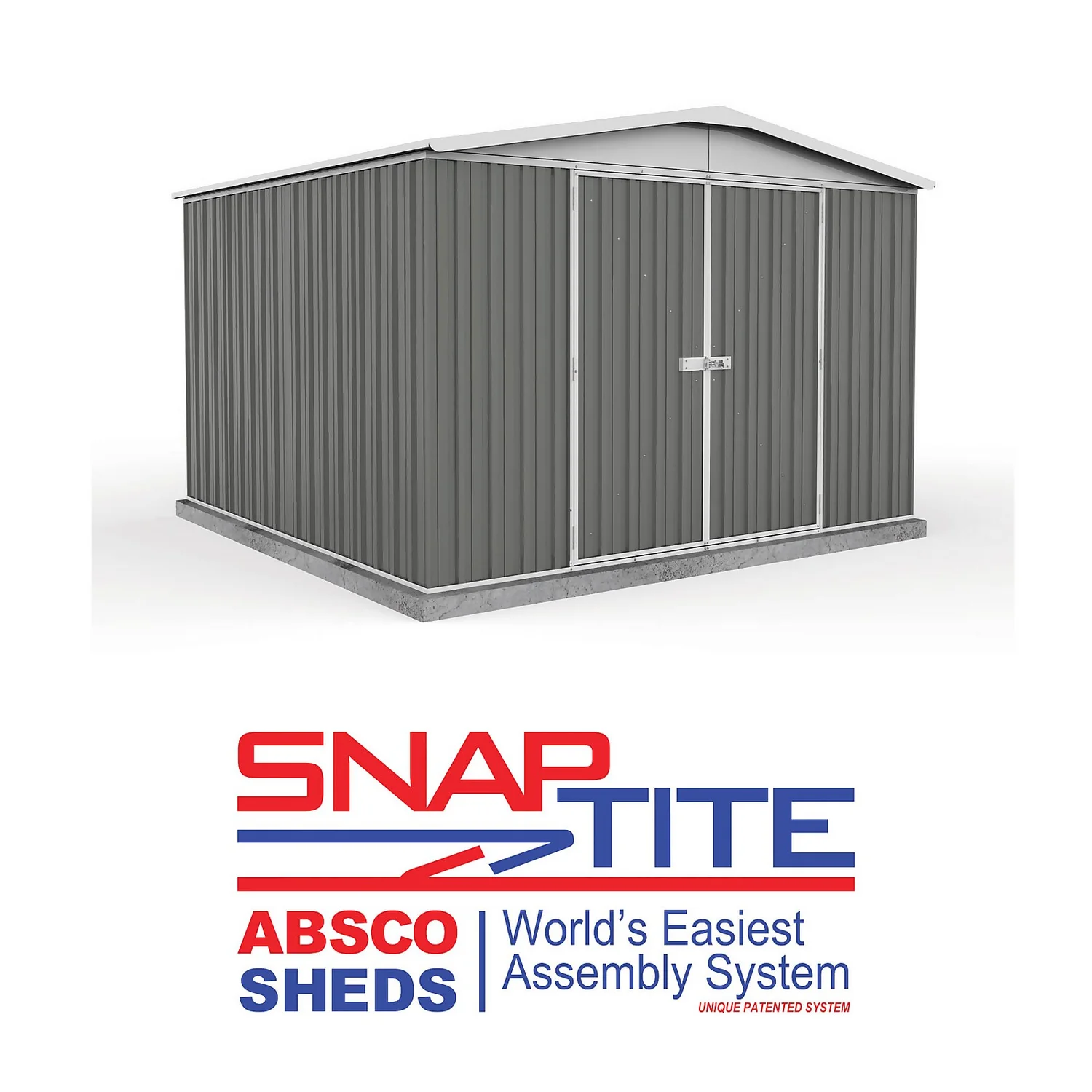 Absco 10 X 10ft Regent Metal Apex Shed - Grey 4 Absco 10 X 10ft Regent Metal Apex Shed - Grey - Image 2