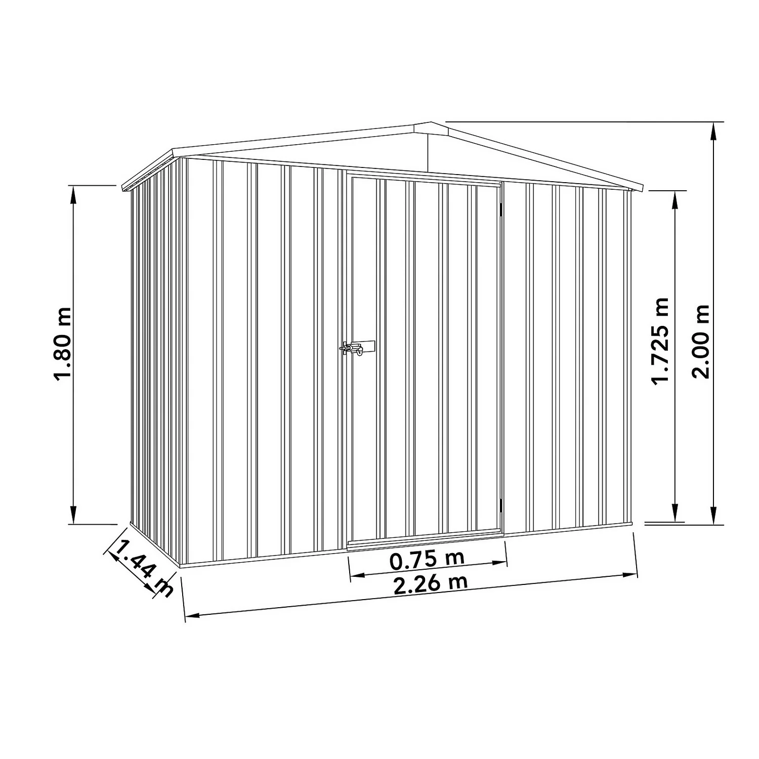 Absco 7.5 X 5ft Regent Metal Apex Shed - Grey 5 Absco 7.5 X 5ft Regent Metal Apex Shed - Grey - Image 3